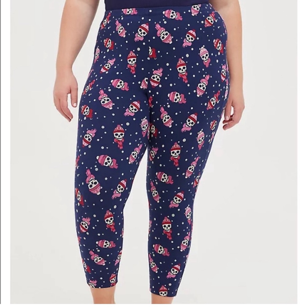 Torrid Christmas Leggings Blue Skull - 3X NWT